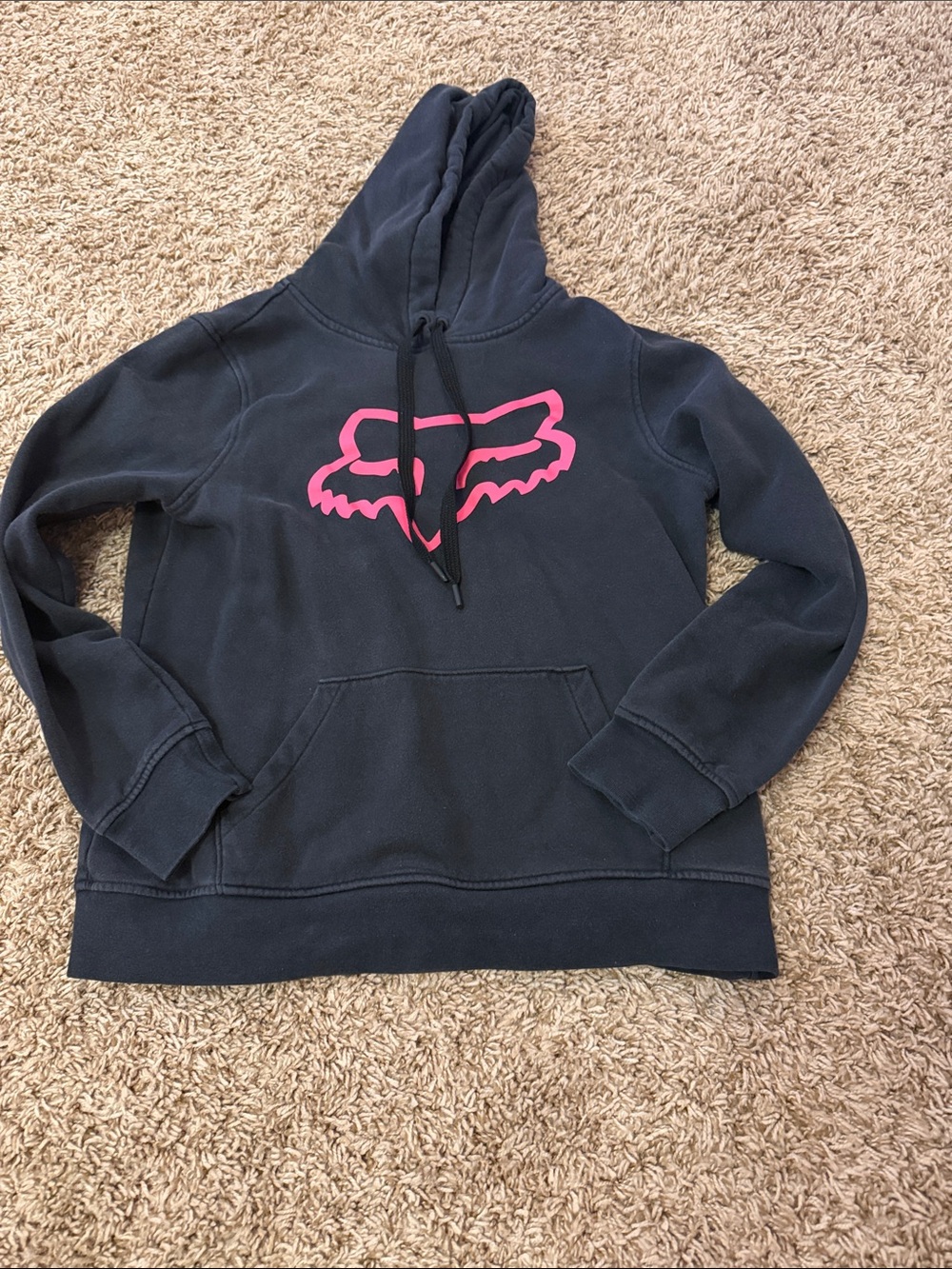 Fox Women's Black Hoodie with Pink Logo